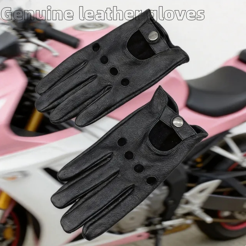 Leather Driving Glove - Luvas de Couro Genuíno Confortáveis para