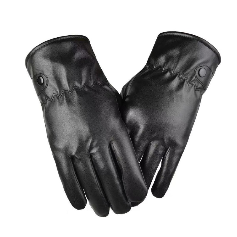 Leather Driving Glove - Moda inverno preto luvas de couro