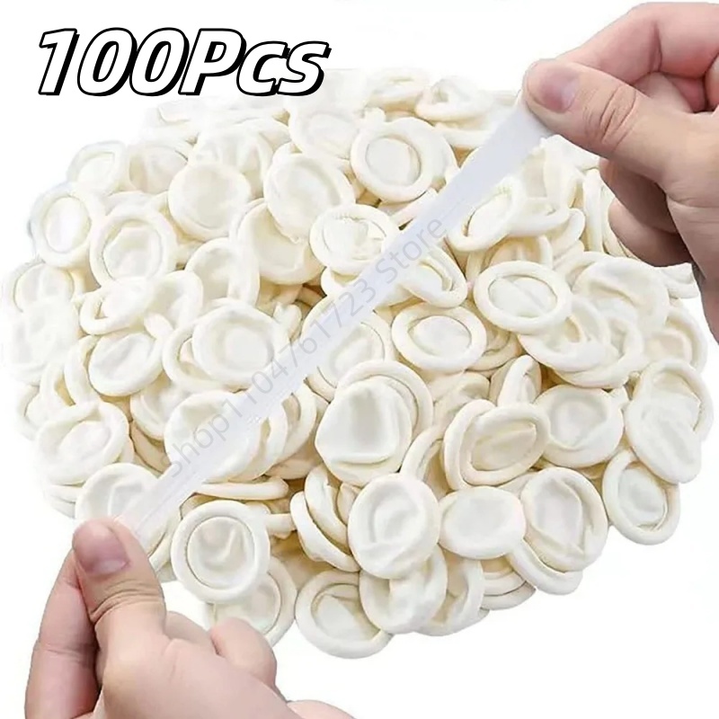 Latex Disposable Glove - 100 Unidades de Protetores de Dedo