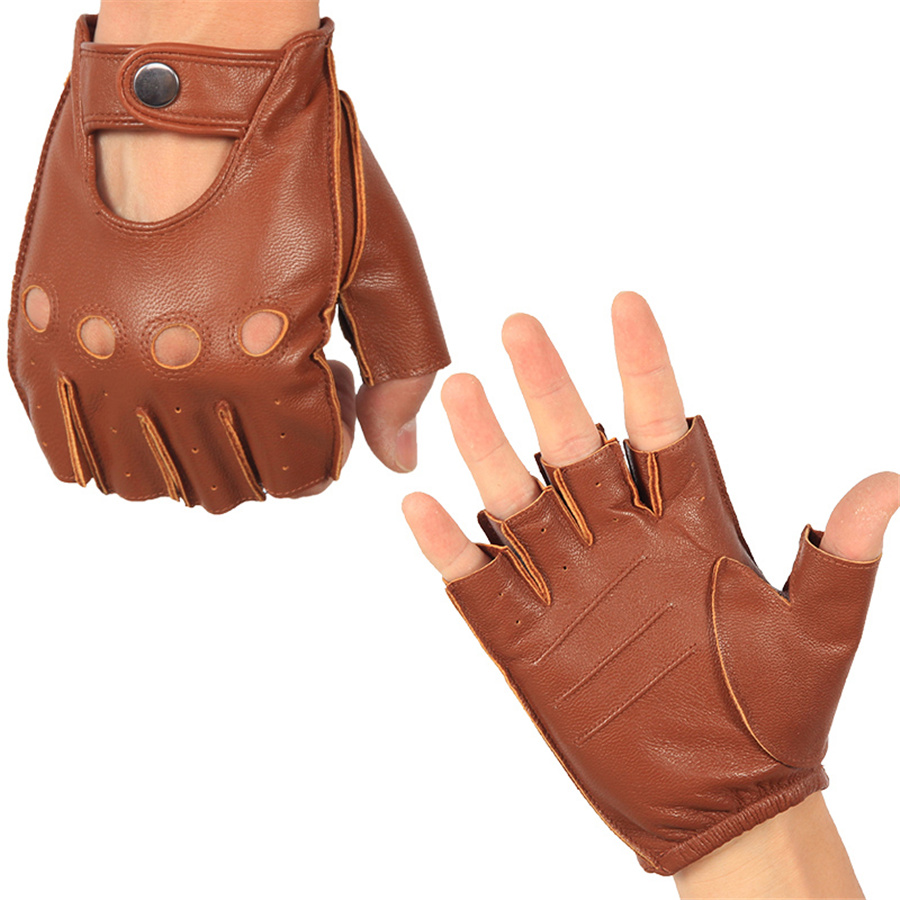 Luvas de meio dedo do homem de - Leather Driving Glove avaliação e preço