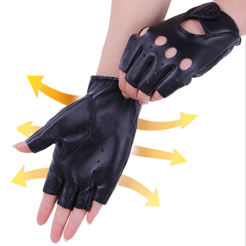 Luvas de couro sem dedos, pret - Leather Driving Glove avaliação e preço
