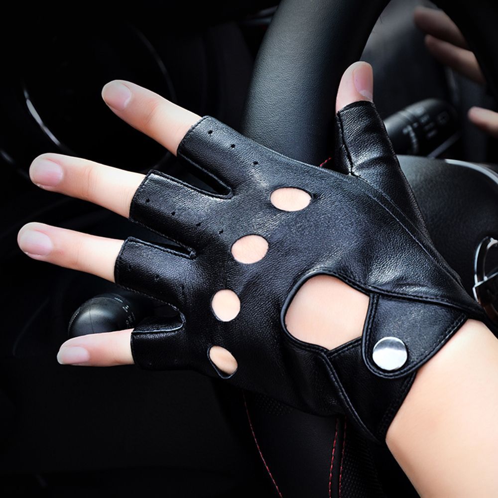 Luvas de couro sem dedos, pret - Leather Driving Glove avaliação e preço